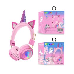 UNICORN RAINBOW SIMPLE CAT EAR WIRELESS HEADSET AH-902A WITH STEREO PINK UNICORN RAINBOW SIMPLE CAT EAR WIRELESS HEADSET AH-902A WITH STEREO PINK